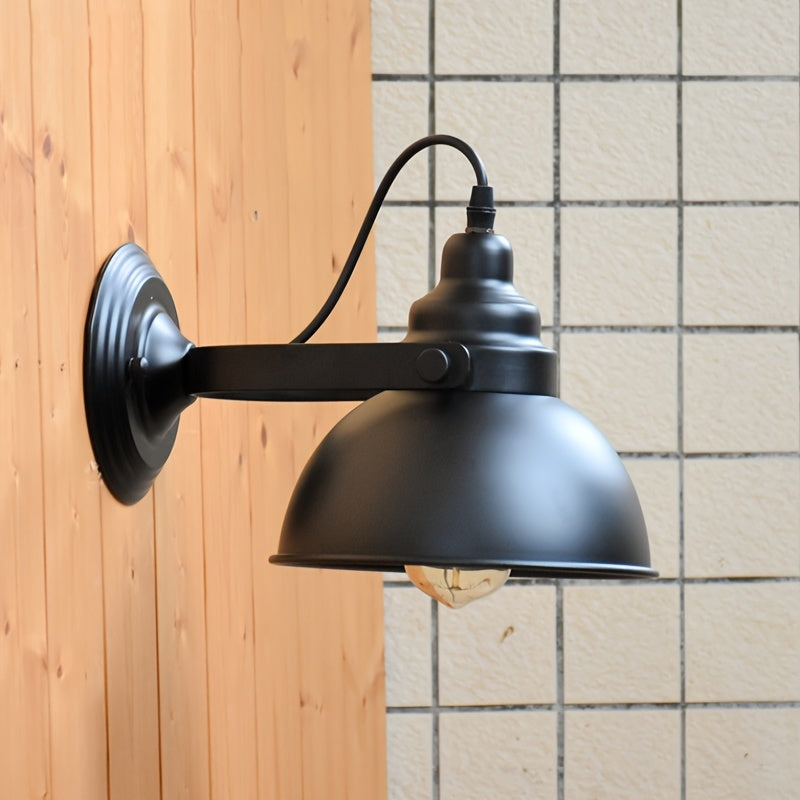 Industrial Vintage Adjustable Wall Sconce – Retro Matte Black Metal Swing Arm Wall Light for Bedroom, Hallway & Cafe