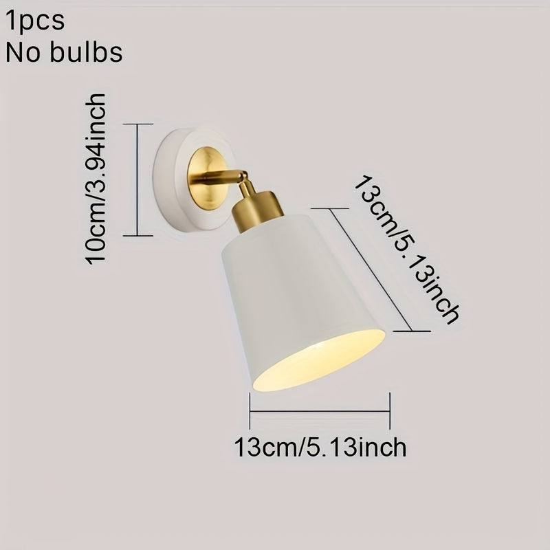 Modern Adjustable Metal Wall Sconce – Black or White with Polished Brass Accent, Focused Reading Light for Bedroom & Living Room