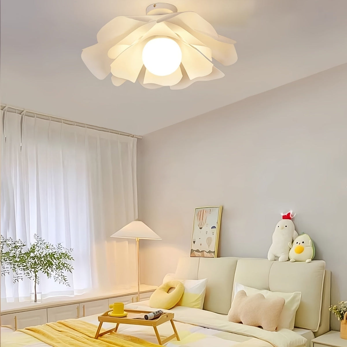 Petal Flower Semi-Flush Ceiling Light – Modern Floral Lamp for Bedroom, Nursery & Hallway, 33, 40 or 50 cm