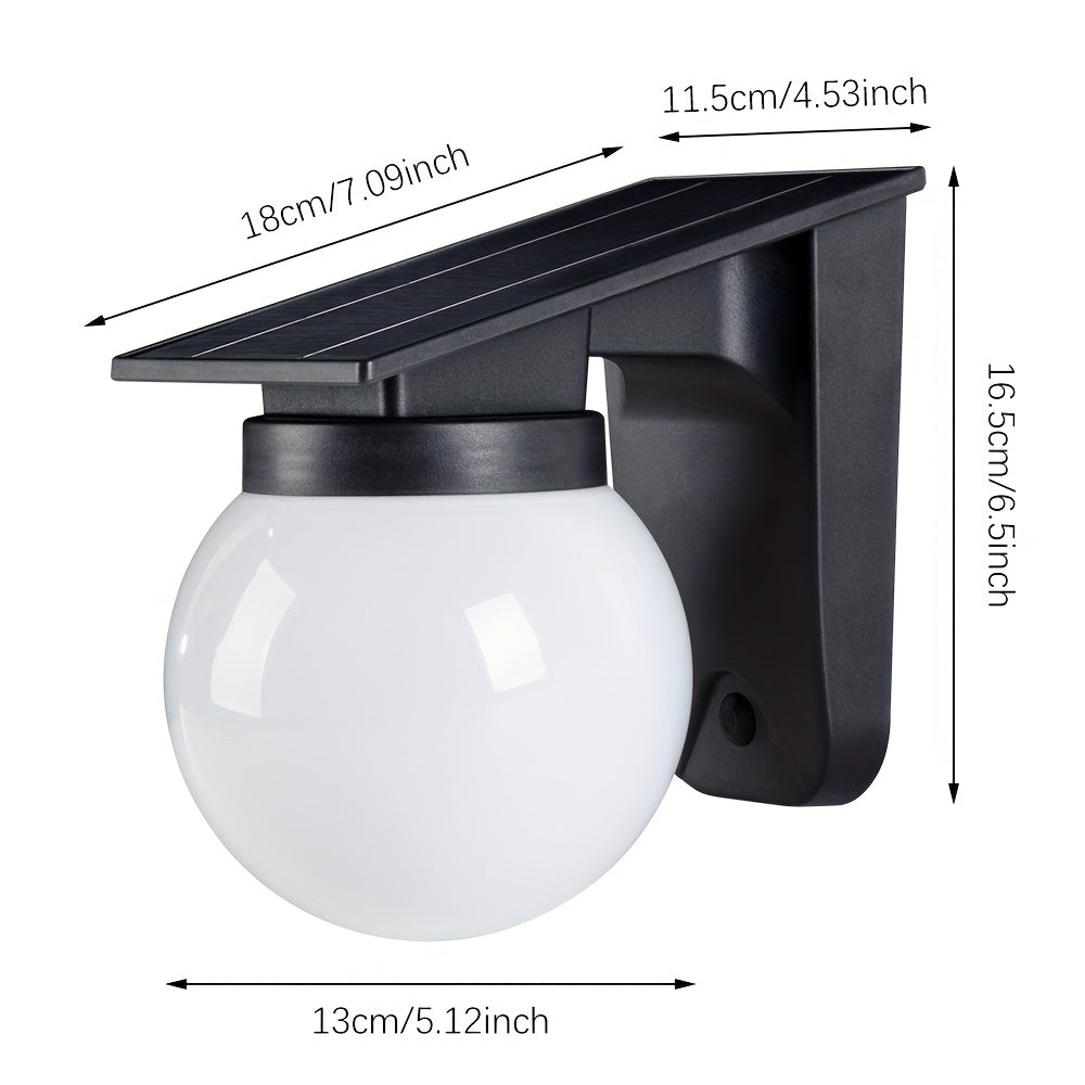 Smart Dimmable Solar Globe LED Wall Light – IP65 Outdoor Dusk-to-Dawn Sensor Wall Lamp, No Wiring for Fence, Patio & Garden