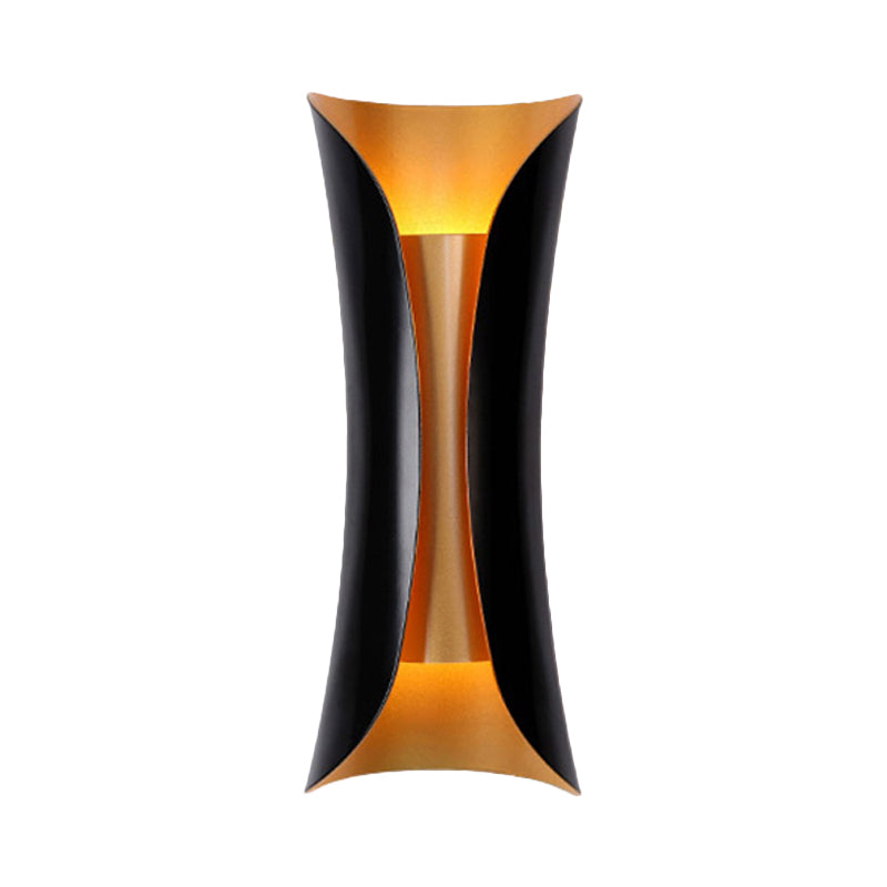 Modern Curl Black Metal Wall Sconce – Up & Down Two-Bulb Sculptural Indoor Wall Light, 33 to 76 cm for Bedroom & Hallway