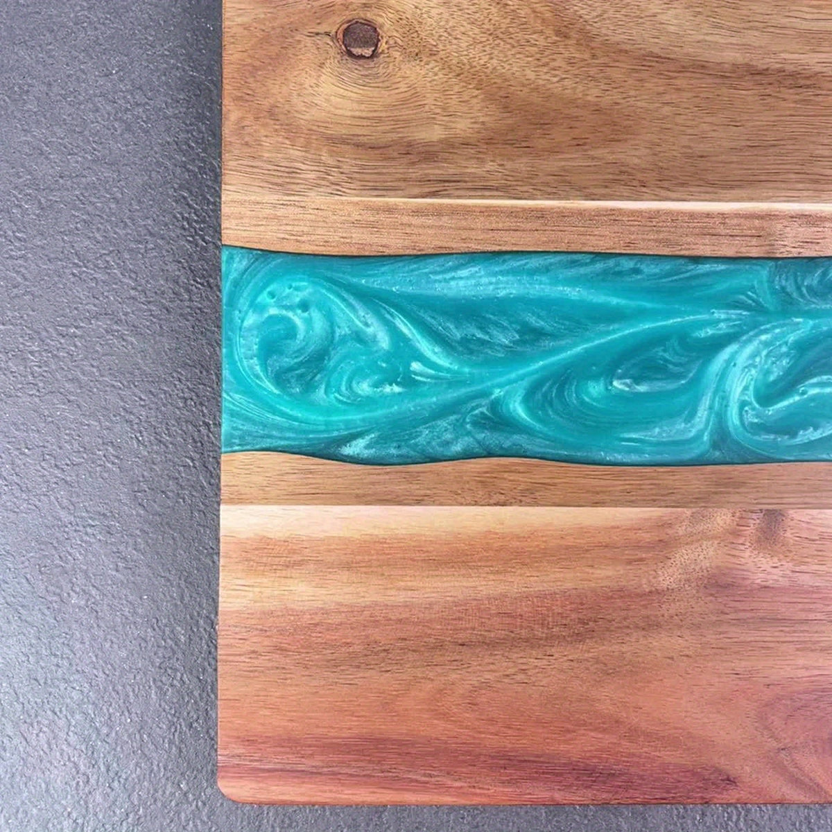 Resin River Acacia Wood Cutting Board – Handcrafted 46 x 23 cm Charcuterie & Cheese Serving Board with Blue Resin Design