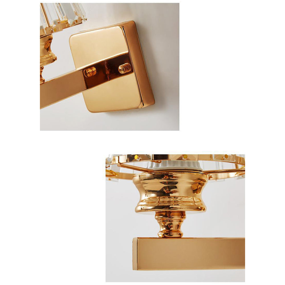 Modern Crystal Glass & Iron Wall Sconce – Round or Square Luxury Wall Light in Black or Gold, 15 x 24 cm, Bedroom & Hallway