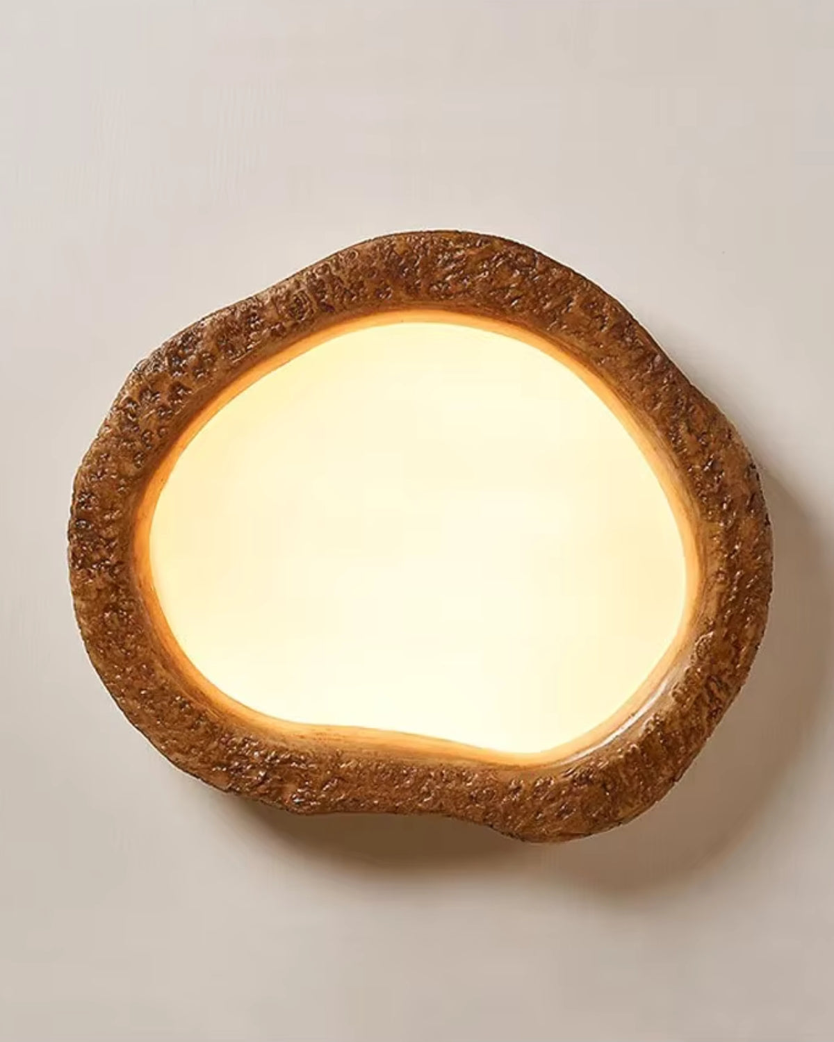 Le Halo Bois Wood-Effect LED Ceiling Light – Rustic Resin Flush Mount Lamp in S, M or L for Bedroom, Living Room & Hallway