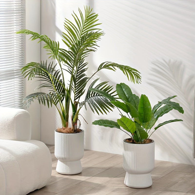 White Self-Watering Flower Pot with Water Level Indicator – Modern Wine Glass Shaped Indoor Planter for Houseplants