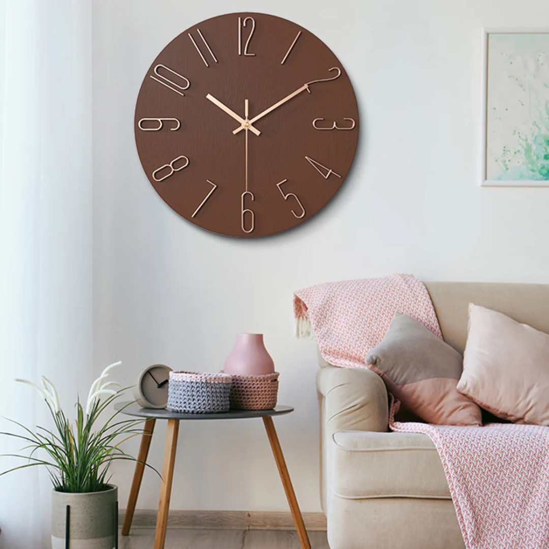 Elegant Modern Silent Wall Clock – Minimalist Pastel Clock with Gold Numerals, Non-Ticking Quartz for Living Room & Bedroom