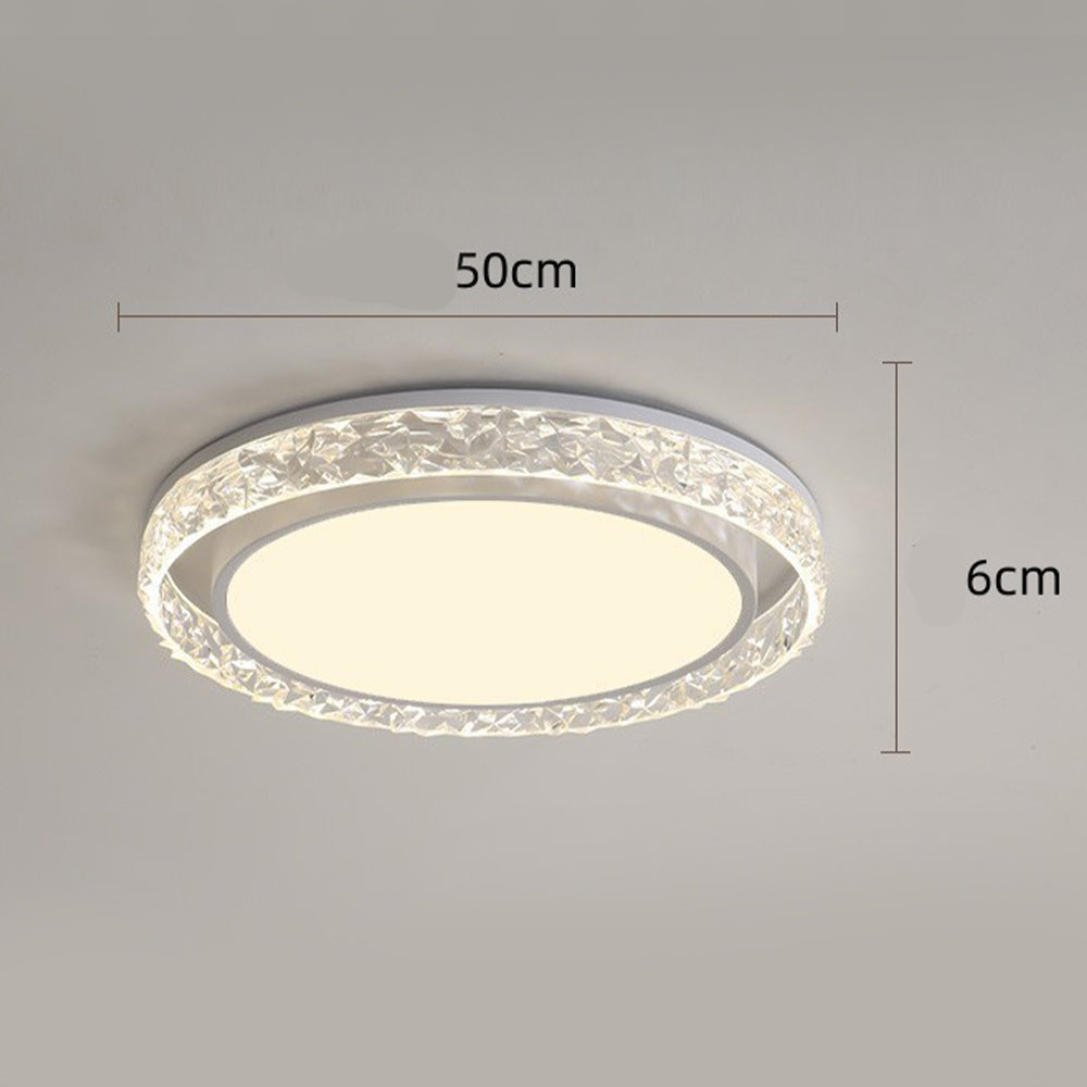 Crystal Halo LED Ceiling Light – Dimmable Remote-Controlled Flush Mount, 3-Color Modern Chandelier for Bedroom & Living Room