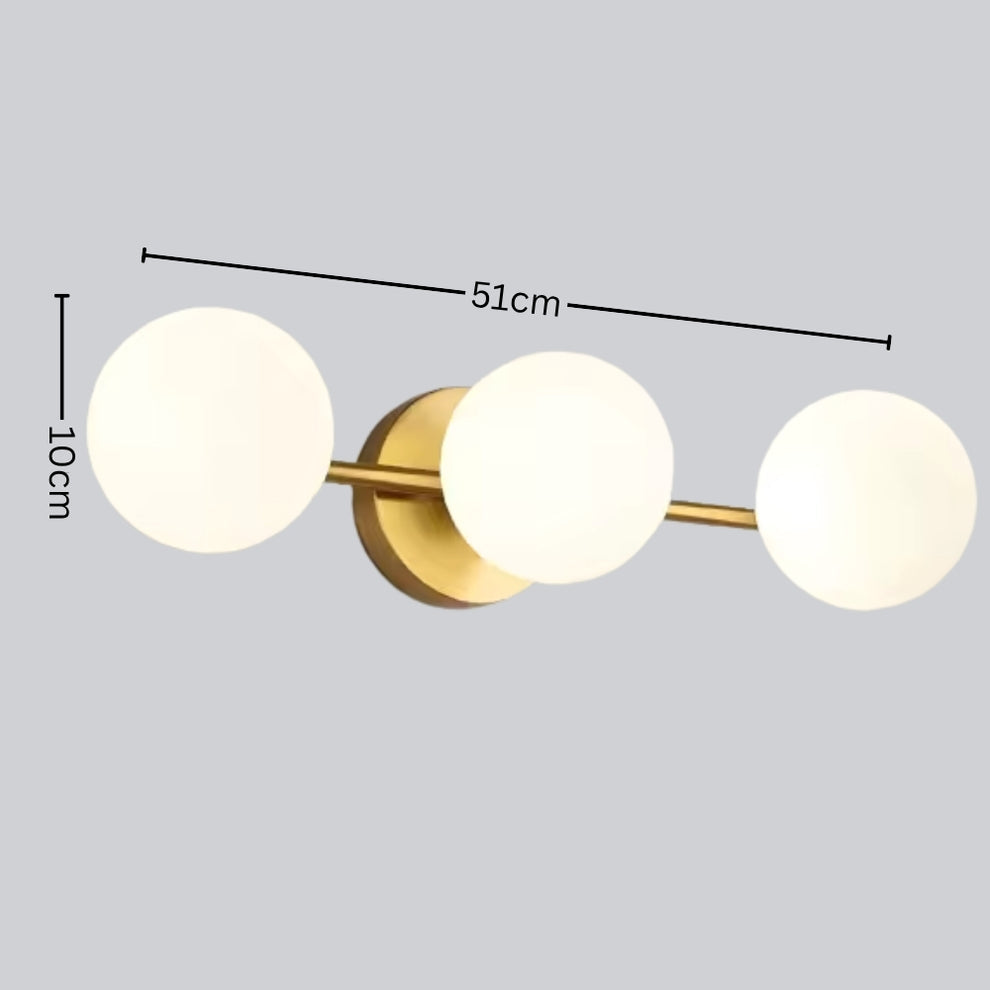 Modern Nordic Triple Globe Glass Wall Light – Frosted Glass Ball Sconce in Gold or Black, Warm or Cool White for Hallway