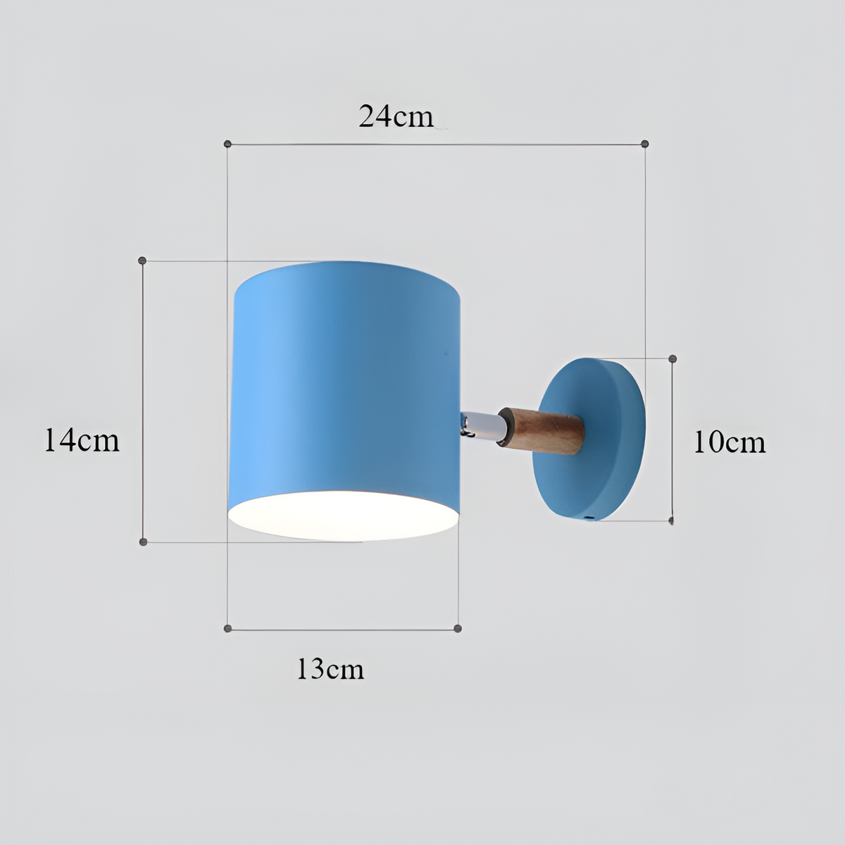 NordicGlow Adjustable Pastel Wall Lamp – Scandinavian Wood & Metal Sconce with 90° Rotating Shade for Bedroom & Kids Room