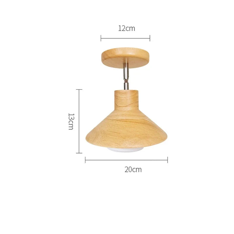 NordicWood Natural Timber Cone Ceiling Lamp – Solid Wood & Metal Scandinavian Ceiling Light, Warm or Cool White