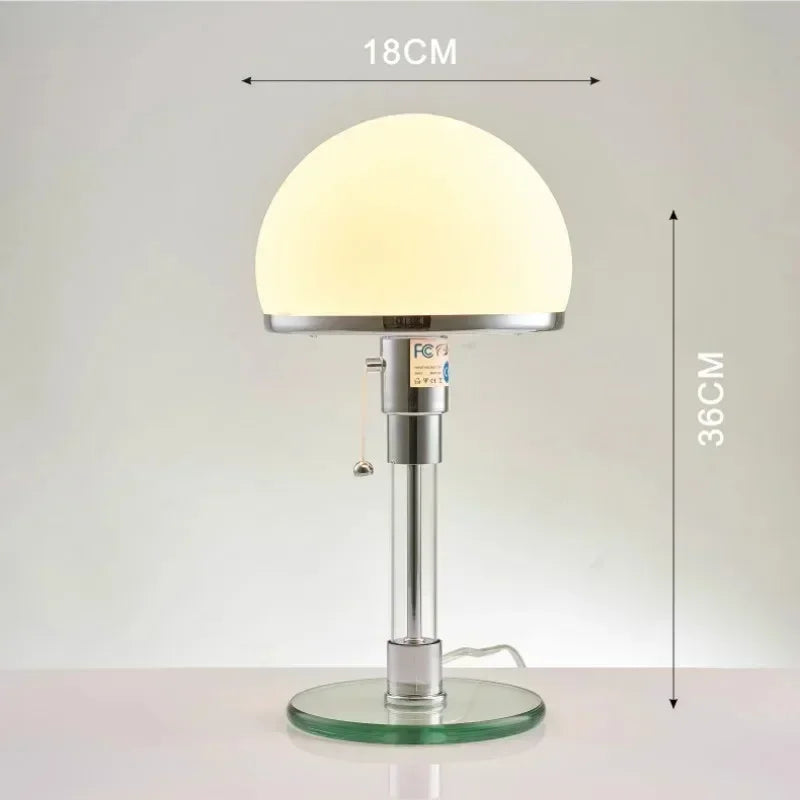 Bauhaus Frosted Glass Dome Table Lamp – Modern Nordic Designer Desk Lamp with Soft Warm Glow for Bedroom & Living Room