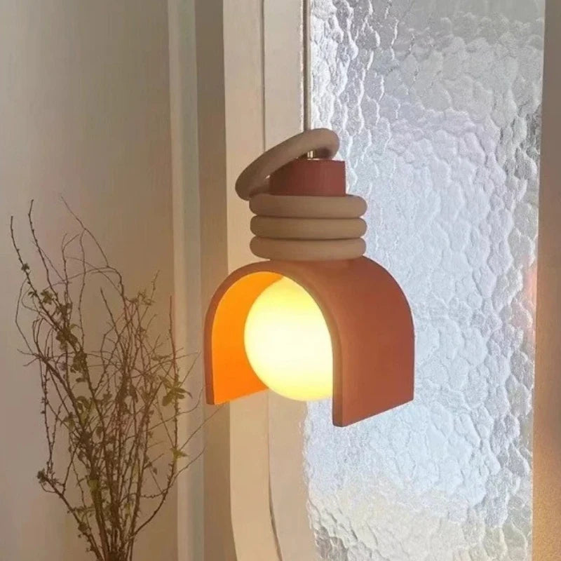 Japanese Wabi-Sabi Pendant Light – Minimalist Organic Resin Hanging Lamp, Warm Light for Dining Room, Bedroom & Living Room