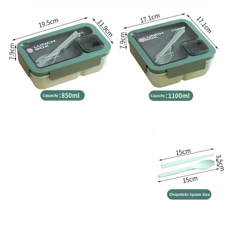 BentoGo Leak-Proof Bento Lunch Box with Cutlery – Microwave & Dishwasher Safe Food Container, 850 or 1100 ml, 4 Colors