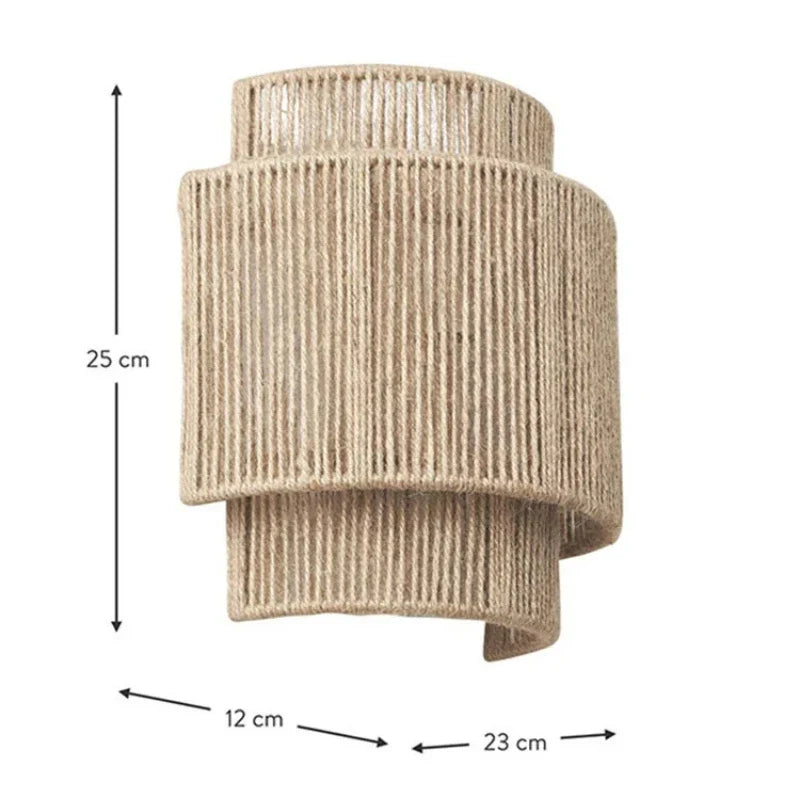 RattanGlow Handwoven Rattan Wall Lamp – Natural Bamboo Boho Wall Sconce with Warm Up & Down Light for Bedroom & Living Room