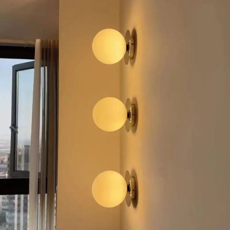 Nordic Opal Globe Glass Wall Lamp – Minimalist Bathroom Vanity & Bedroom Wall Sconce in Black, Gold, Chrome or Silver