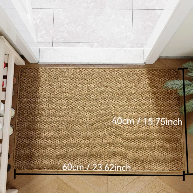 Faux Jute Outdoor Doormat – Non-Slip Rubber Backed Natural Woven Entrance Rug in Grey, White or Brown, 3 Sizes