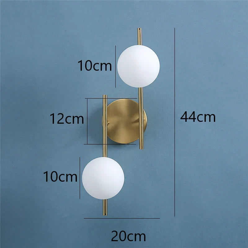 Astra Gold Frosted Glass Globe Wall Light – Modern Single or Double Globe Wall Sconce for Bedroom, Hallway & Bathroom