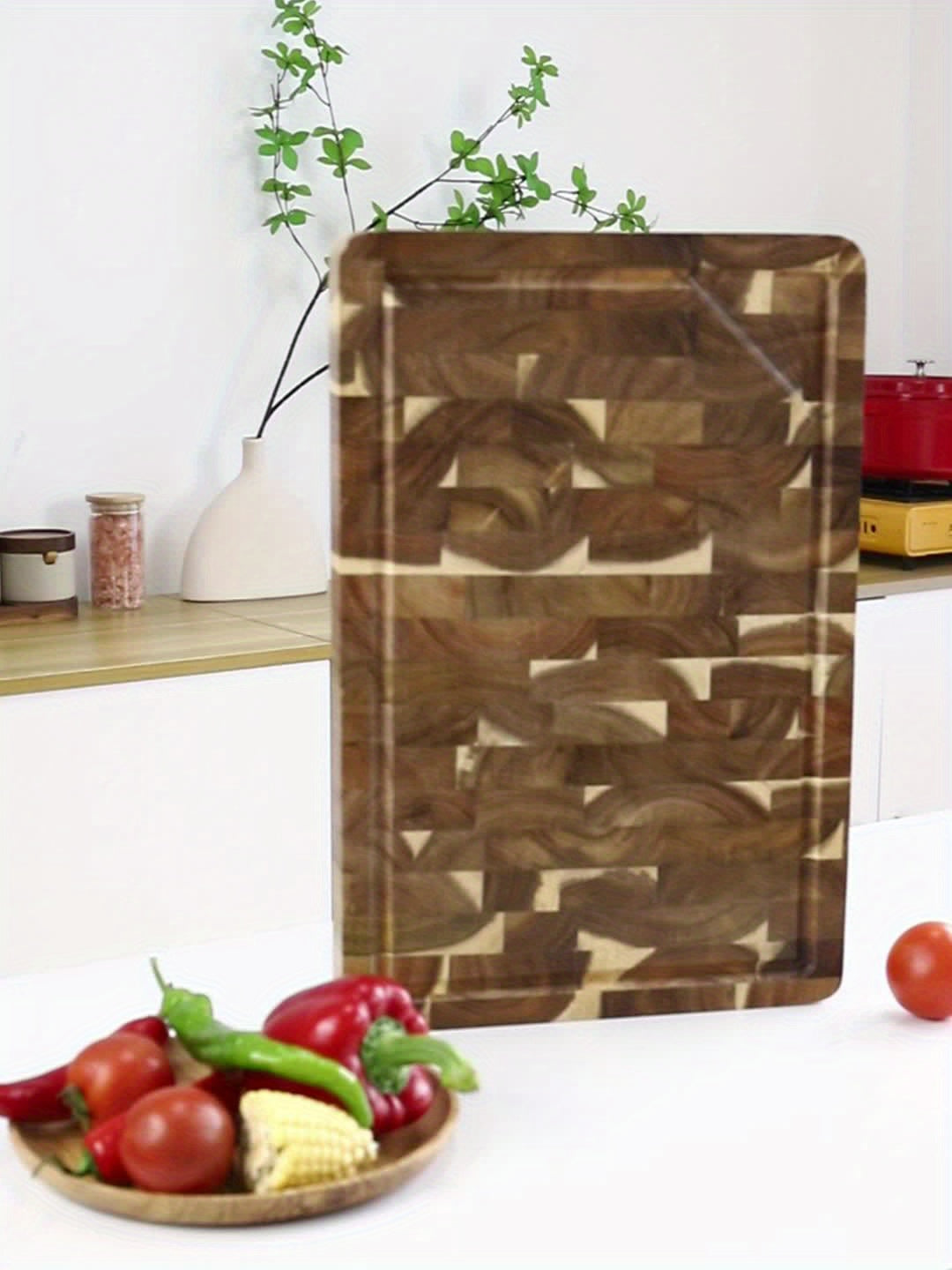 Premium End-Grain Acacia Wood Cutting Board – Knife-Friendly Solid Wood Chopping Block, Moisture-Resistant Kitchen Board