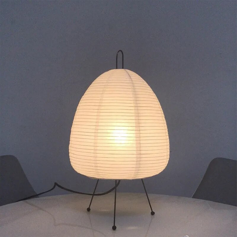 Japanese Rice Paper Table Lamp – Handmade Washi Lantern-Style Zen LED Lamp with Soft Warm Glow for Bedroom & Living Room
