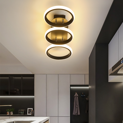 Halo Overlapping Ring LED Ceiling Light – Modern 2 or 3 Ring Flush Mount Fixture, Warm or Cool White for Living Room