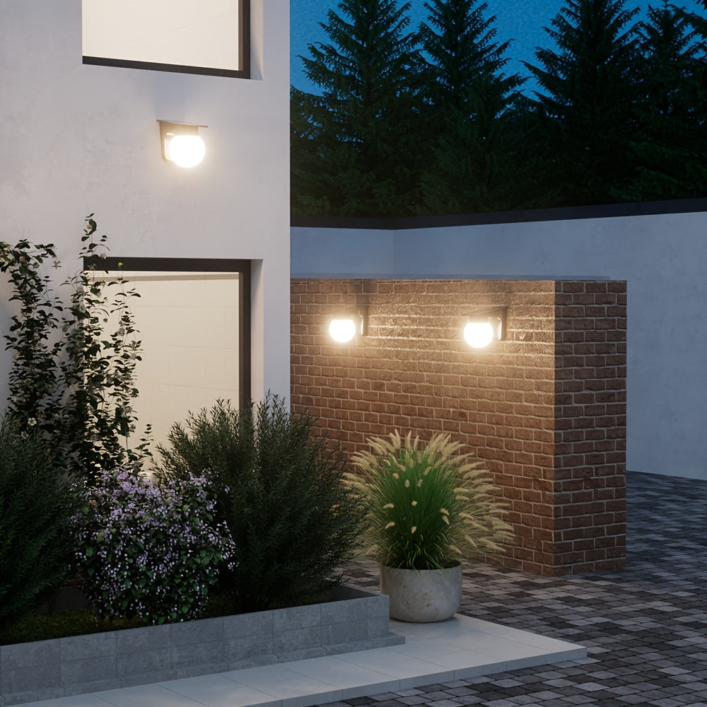 Smart Dimmable Solar Globe LED Wall Light – IP65 Outdoor Dusk-to-Dawn Sensor Wall Lamp, No Wiring for Fence, Patio & Garden