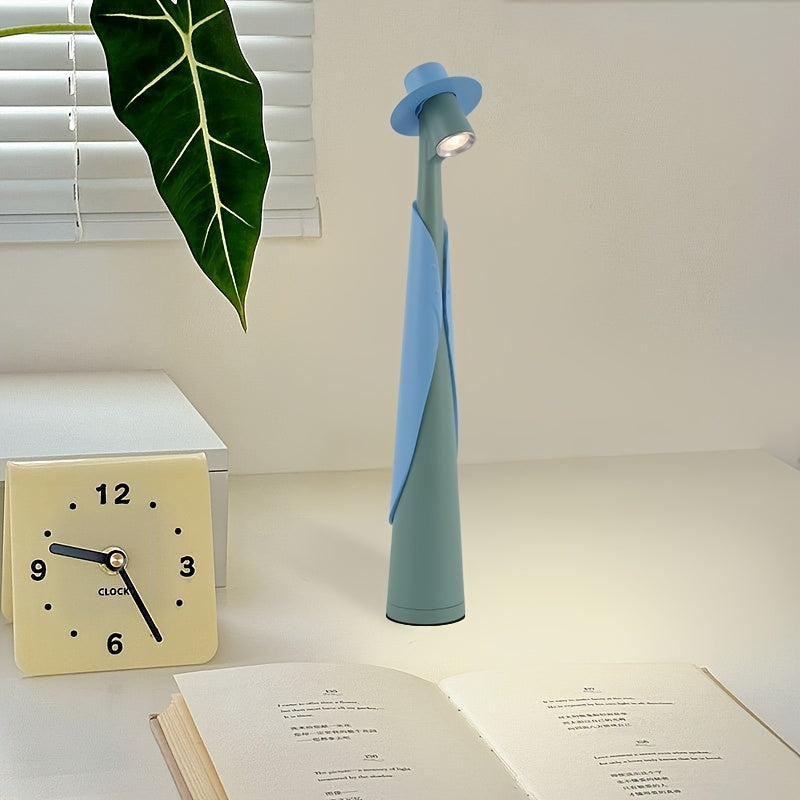 Modern Rechargeable LED Hat Lamp – Cordless Touch-Control Dimmable Desk Light, Artistic Bedside & Table Lamp