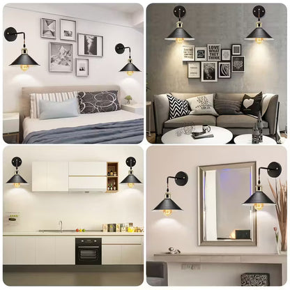 Modern Industrial Metal Wall Sconce Set of 2 – Oil-Rubbed Finish Wall Light Fixtures for Bedroom, Hallway & Cafe