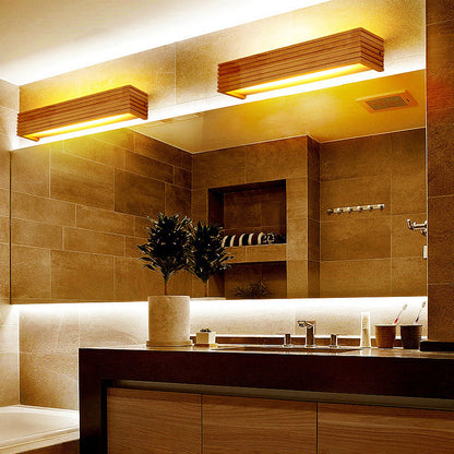 Modern Wooden LED Wall Sconce – Minimalist Wood & Acrylic Linear Wall Light, 35 or 45 cm, Warm or Cool White