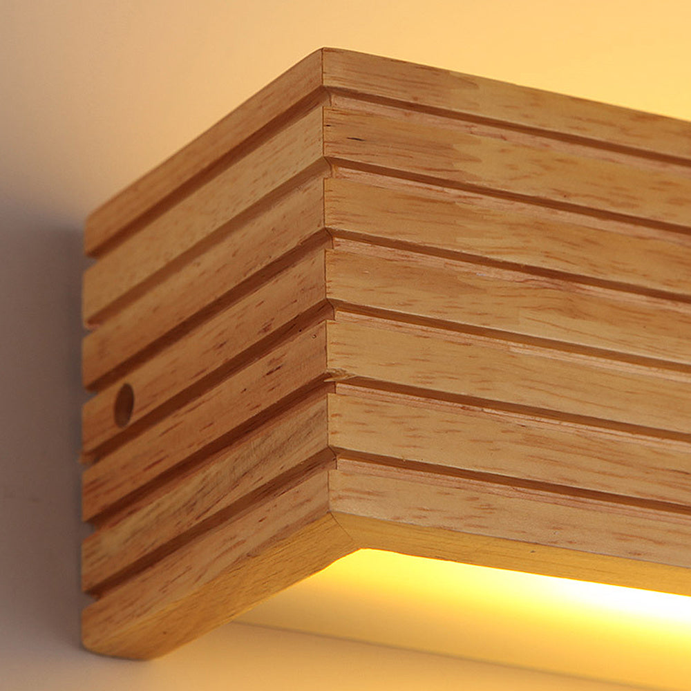 Modern Wooden LED Wall Sconce – Minimalist Wood & Acrylic Linear Wall Light, 35 or 45 cm, Warm or Cool White