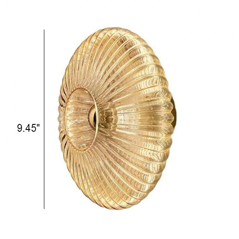 Nordic Vintage Ribbed Glass Wall Sconce – Striped Round Disc Art Deco Wall Light for Bedroom, Hallway & Living Room