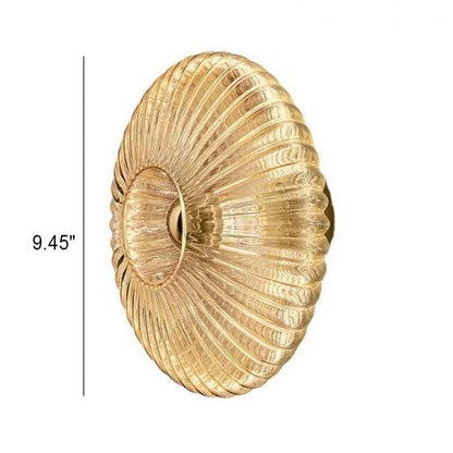 Nordic Vintage Ribbed Glass Wall Sconce – Striped Round Disc Art Deco Wall Light for Bedroom, Hallway & Living Room