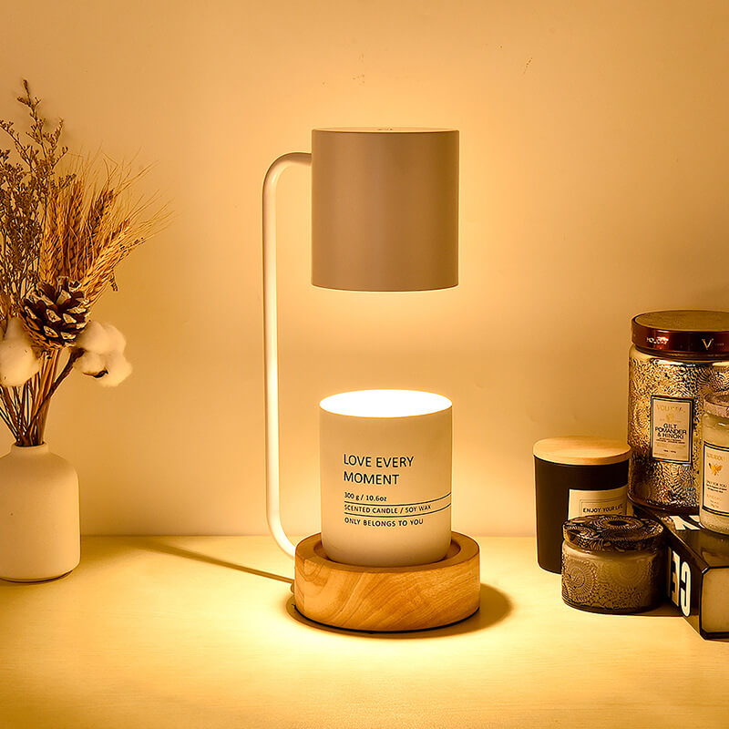 Japanese Minimalist Wood Table Lamp – Dimmable Bedside Lamp with Timer, Wood & Metal Design for Bedroom & Living Room