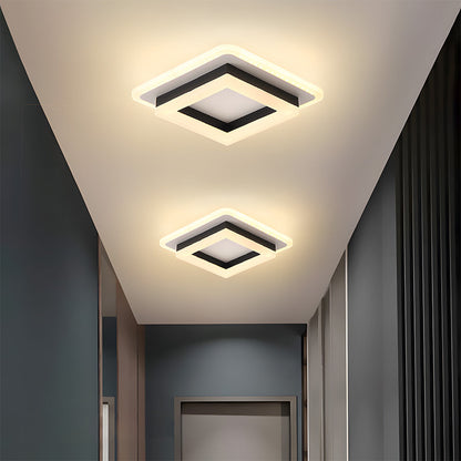 Modern Square LED Ceiling Light – 24W 1920 Lumen Slim Flush Mount Fixture in Black or Gold for Hallway, Bedroom & Kitchen