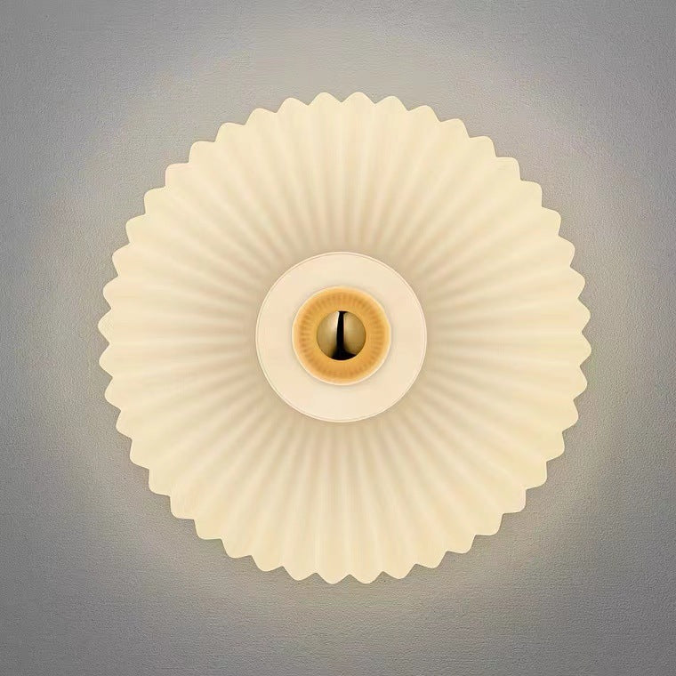 Nordic Vintage Ribbed Glass Wall Sconce – Striped Round Disc Art Deco Wall Light for Bedroom, Hallway & Living Room