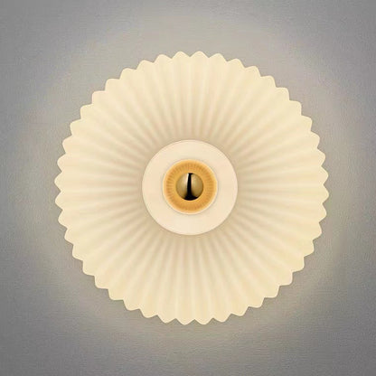 Nordic Vintage Ribbed Glass Wall Sconce – Striped Round Disc Art Deco Wall Light for Bedroom, Hallway & Living Room
