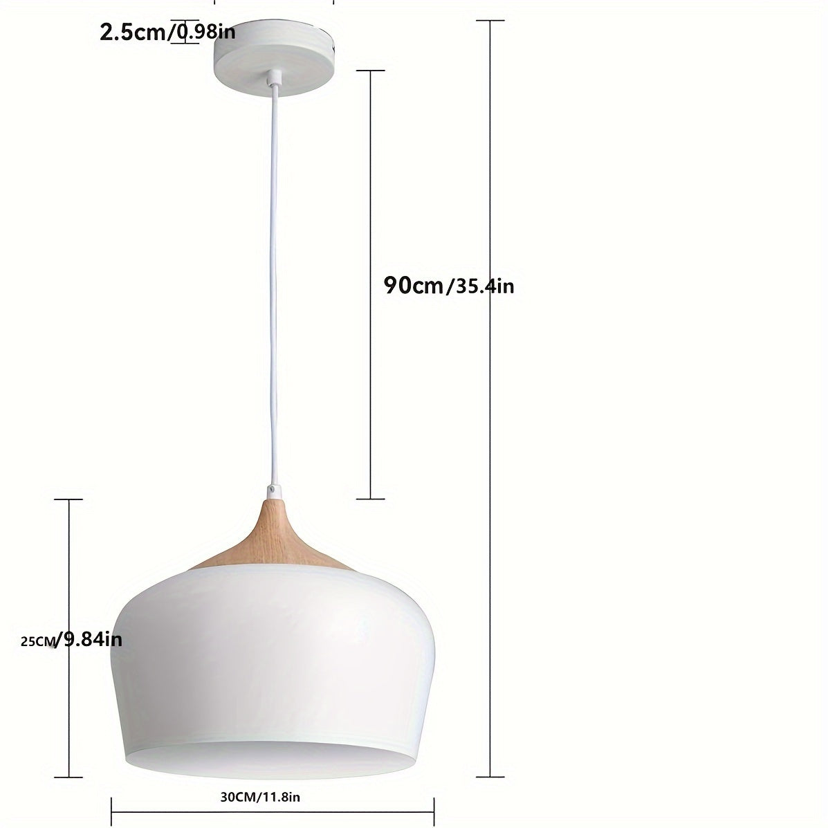 Modern Scandinavian Iron & Wood Grain Pendant Light – Matte Metal Dome Hanging Lamp for Kitchen Island, Dining & Living Room