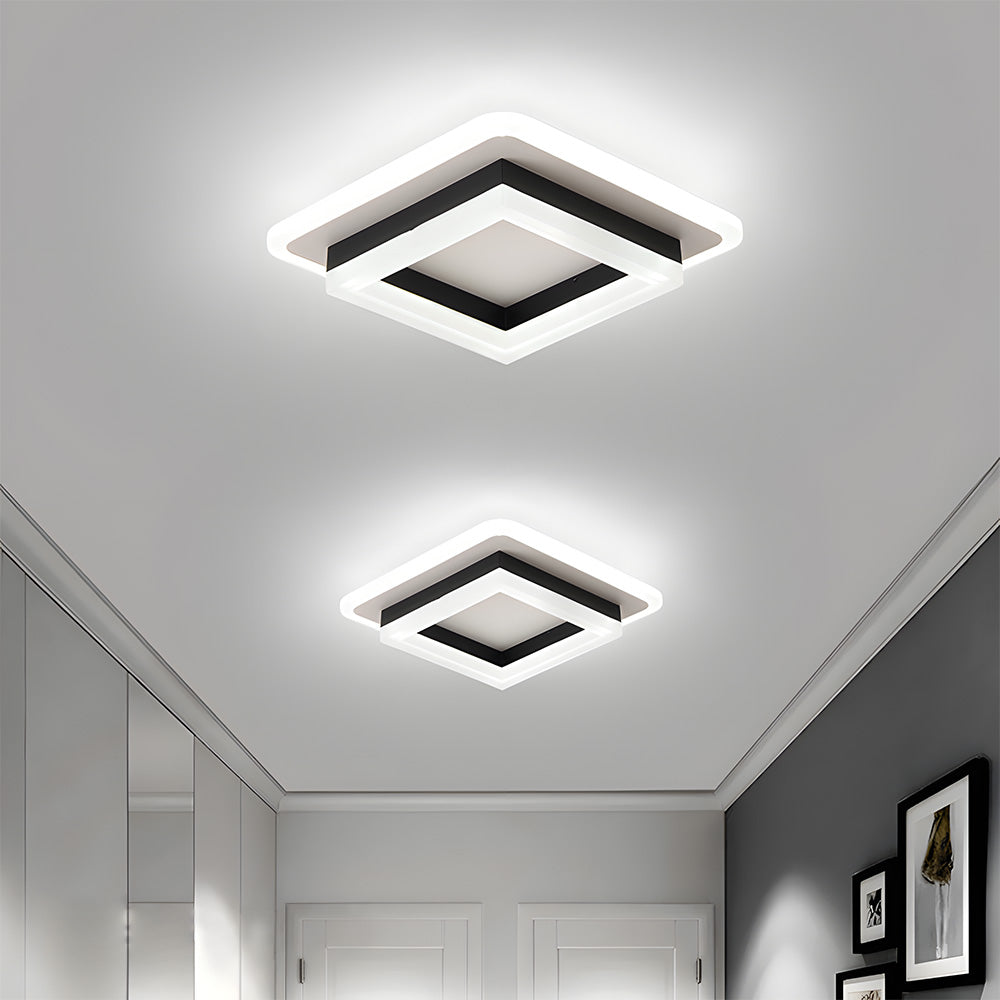Modern Square LED Ceiling Light – 24W 1920 Lumen Slim Flush Mount Fixture in Black or Gold for Hallway, Bedroom & Kitchen