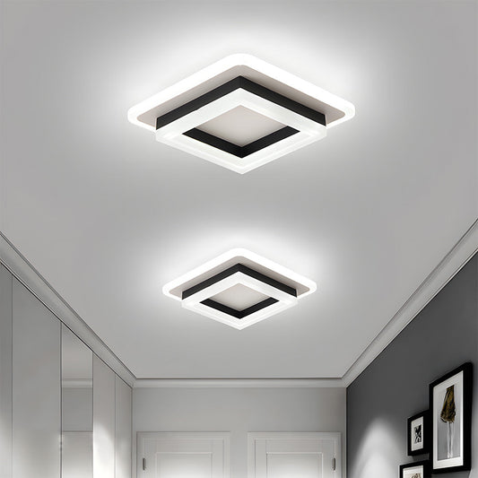 Modern Square LED Ceiling Light – 24W 1920 Lumen Slim Flush Mount Fixture in Black or Gold for Hallway, Bedroom & Kitchen