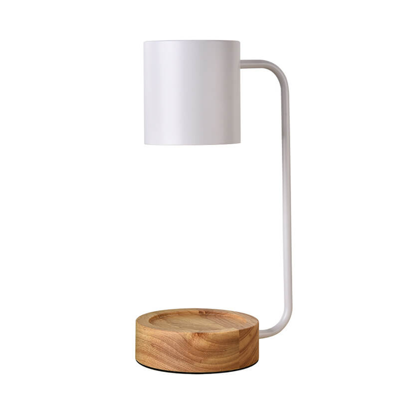 Japanese Minimalist Candle Warmer Lamp – Flameless Dimmable Wax Melter with Timer and Wooden Base, White or Black