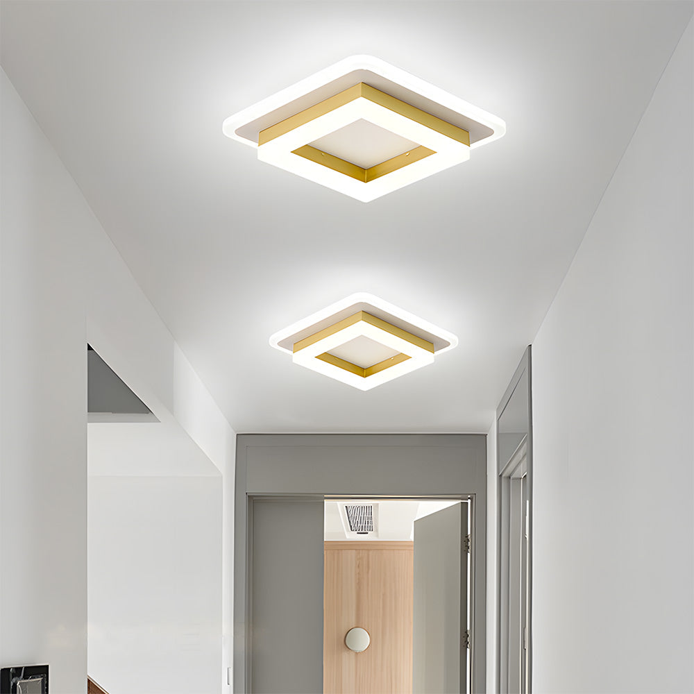 Modern Square LED Ceiling Light – 24W 1920 Lumen Slim Flush Mount Fixture in Black or Gold for Hallway, Bedroom & Kitchen