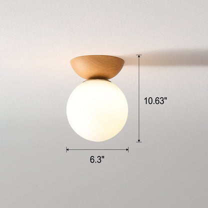 Japanese Minimalist Wood & Frosted Glass Ceiling Light – 3-Color Ceiling or Pendant Lamp in Natural Wood or Walnut