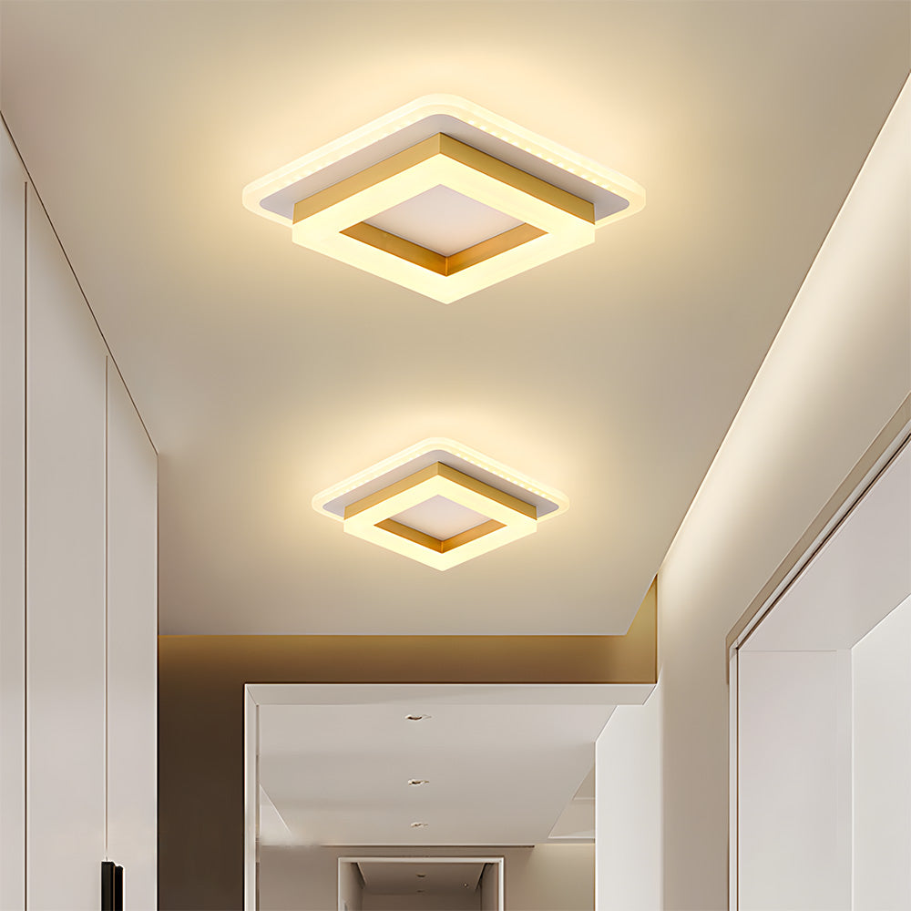 Modern Square LED Ceiling Light – 24W 1920 Lumen Slim Flush Mount Fixture in Black or Gold for Hallway, Bedroom & Kitchen