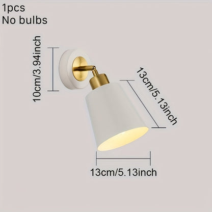 Modern Adjustable Metal Wall Sconce – Black or White with Polished Brass Accent, Focused Reading Light for Bedroom & Living Room