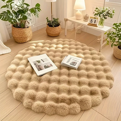 Cloud Comfort Round Bubble Rug – Ultra-Soft Fluffy Circle Carpet, Modern 3D Textured Area Rug for Bedroom & Living Room