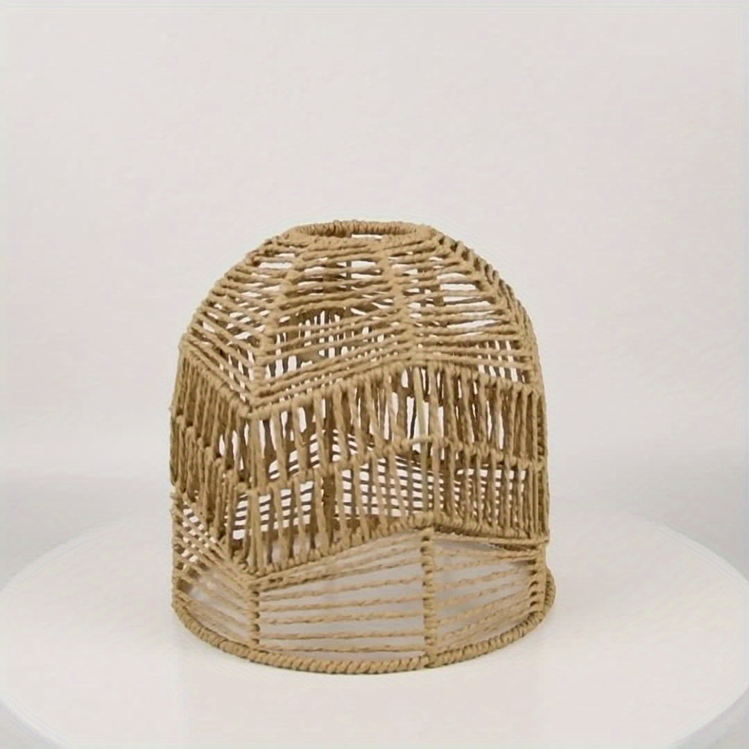 Handwoven Rope Dome Pendant Light Shade – Rustic Farmhouse Coastal Woven Lampshade Chandelier in White, Brown or Black
