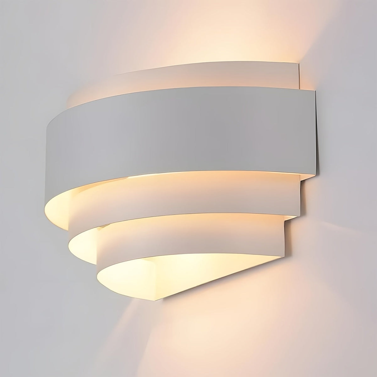 Modern Up & Down Metal Wall Sconce – Layered Architectural Wall Light in White or Black for Bedroom, Hallway & Home Theater
