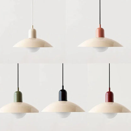 Macaron Bauhaus Dome Pendant Light – Two-Tone Colorful Modern Hanging Lamp for Kitchen, Dining, Kids Room & Cafe