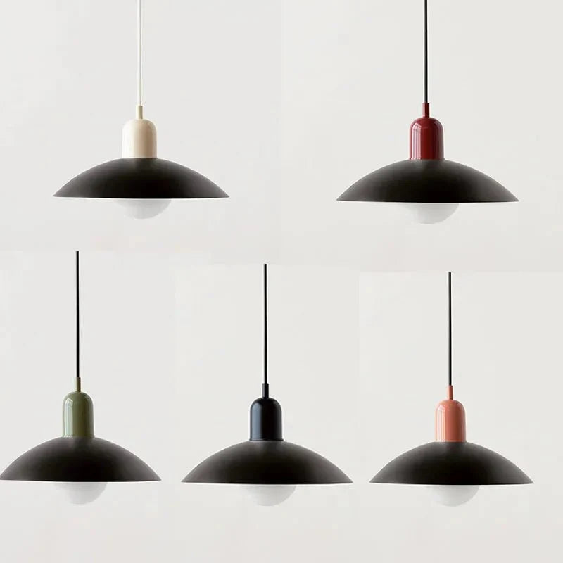 Macaron Bauhaus Dome Pendant Light – Two-Tone Colorful Modern Hanging Lamp for Kitchen, Dining, Kids Room & Cafe