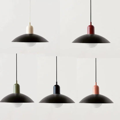 Macaron Bauhaus Dome Pendant Light – Two-Tone Colorful Modern Hanging Lamp for Kitchen, Dining, Kids Room & Cafe