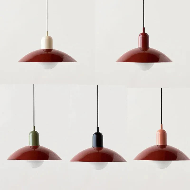 Macaron Bauhaus Dome Pendant Light – Two-Tone Colorful Modern Hanging Lamp for Kitchen, Dining, Kids Room & Cafe
